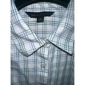 BROOKS BROTHERS FLEECE FLANNEL SHIRT BOYS SZ 10 Large BLUE GREEN PLAID